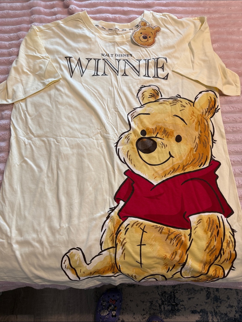Disney Cream Kids Tee with Large Winnie the Pooh Graphic and Red Shirt